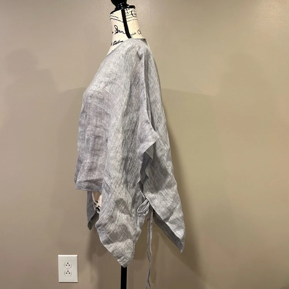 Eileen Fisher Side Tie Gauze Handkerchief Poncho - Picture 8 of 9